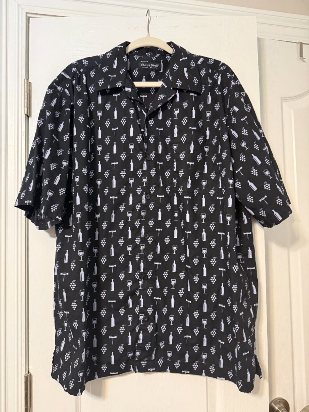 Chris's Stuff Short Sleeve Wine Themed Button-Up Shirt, XX-Large